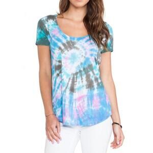 Chaser Venice Beach Spiral Tie Dye Open Back Short Sleeve Top Size XS